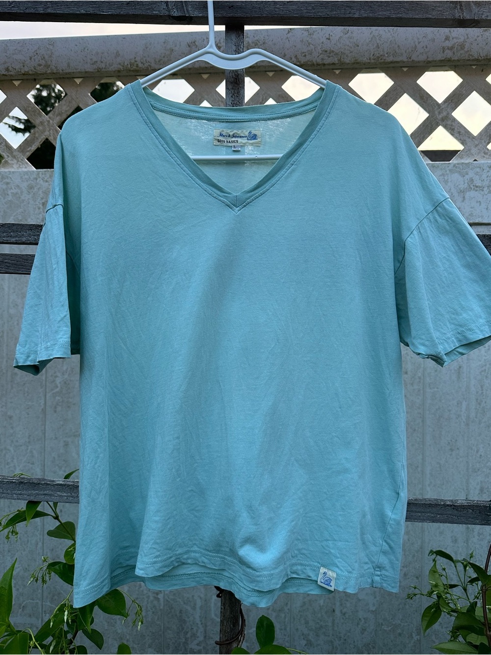 Merz B Schwanen good basics Light Teal V-Neck T-Shirt size XS